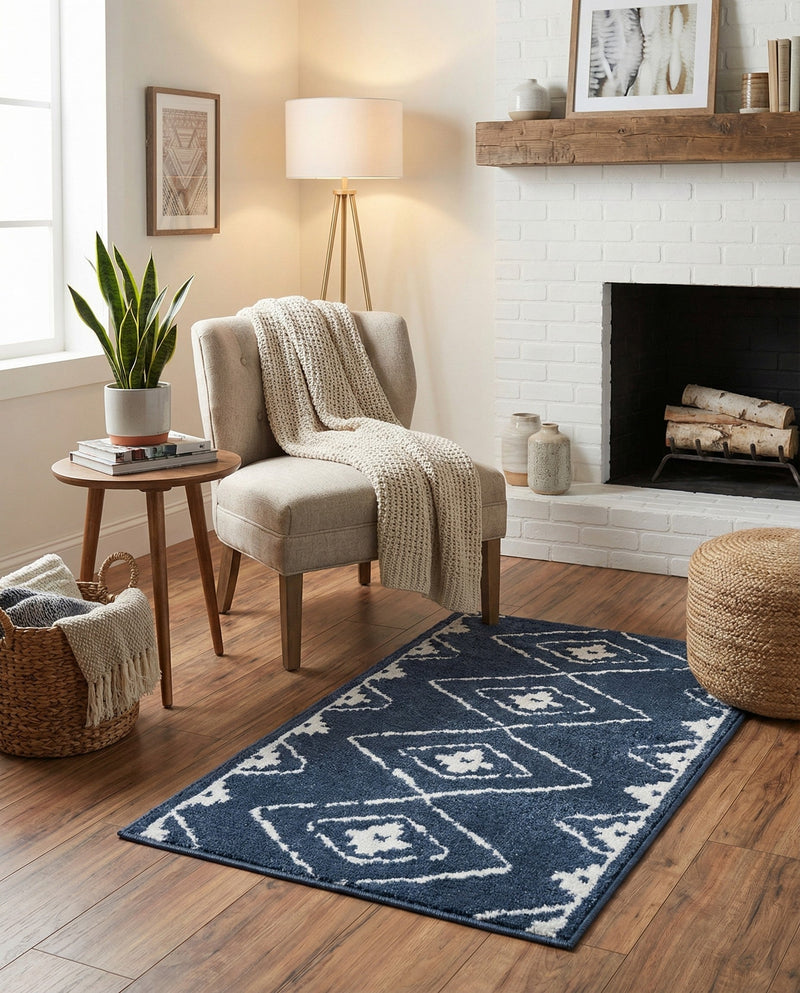 Copenhagen Edge Collection Area Rug -  Frederiksberg Rectangle Blue  lifestyle 23
