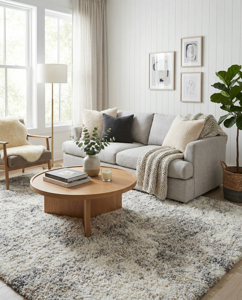 Cozy Haven Shag Collection Area Rug -  Tranquility (Pebble Gray) Square Pebble Gray  lifestyle 33