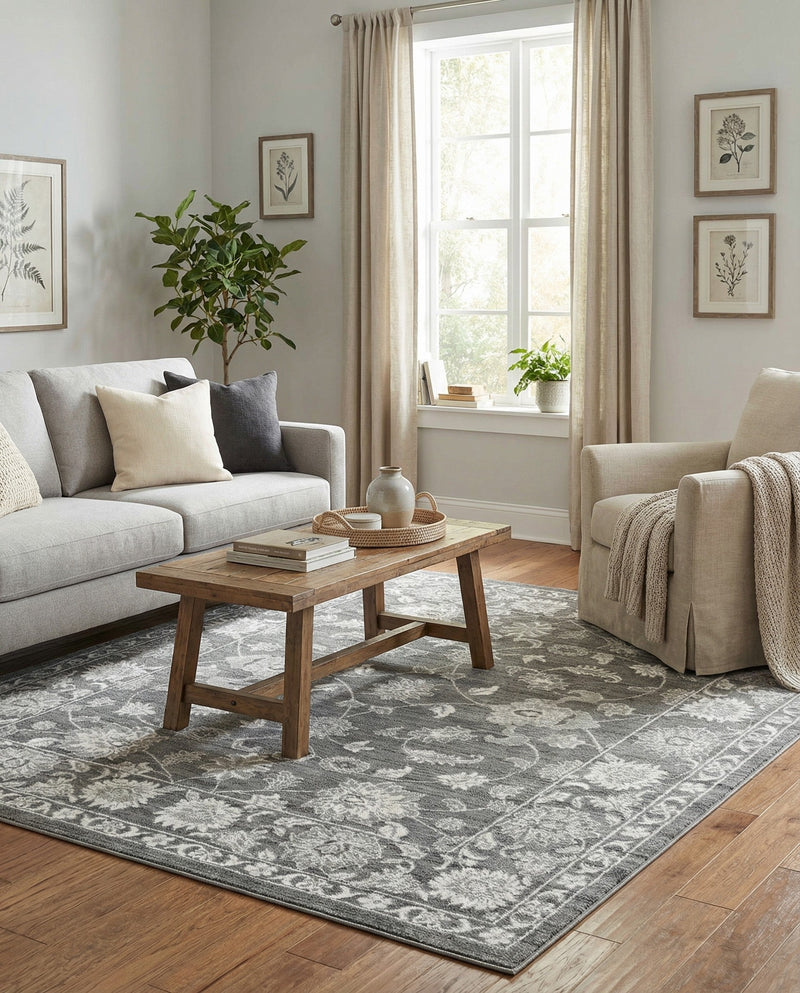Charleston Elegance Collection Area Rug -  Seaport (Gray) Square Gray  lifestyle 54
