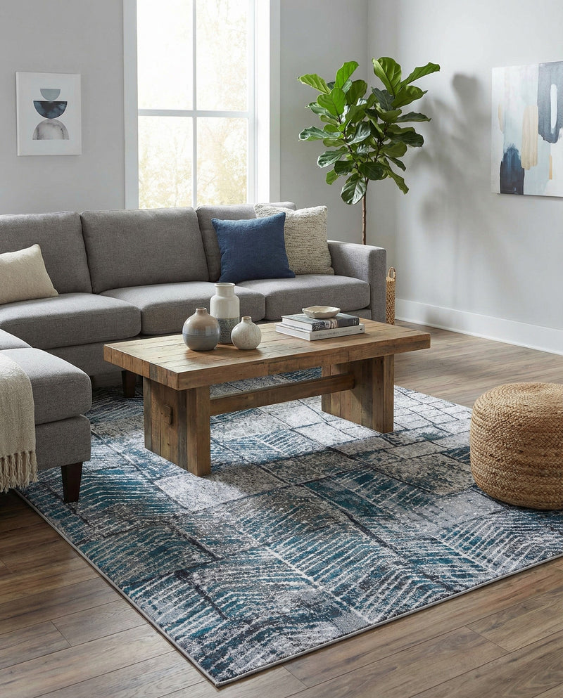 Seville Elegance Collection Area Rug - Cordoba Rectangle Gray Blue  lifestyle 14