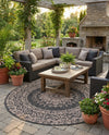 Patio Heritage Collection Area Rug -  Lafayette (Black) Round Black  lifestyle 65