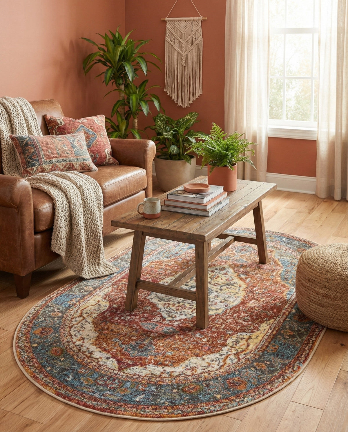 Caribbean Breeze Collection Area Rug -  Vieques Oval Rust Red  lifestyle 163
