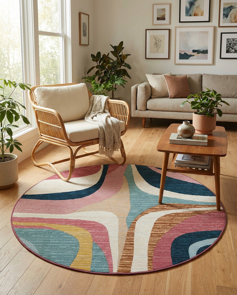 Urban Terrace Collection Area Rug - Venice Round Multi  lifestyle 60