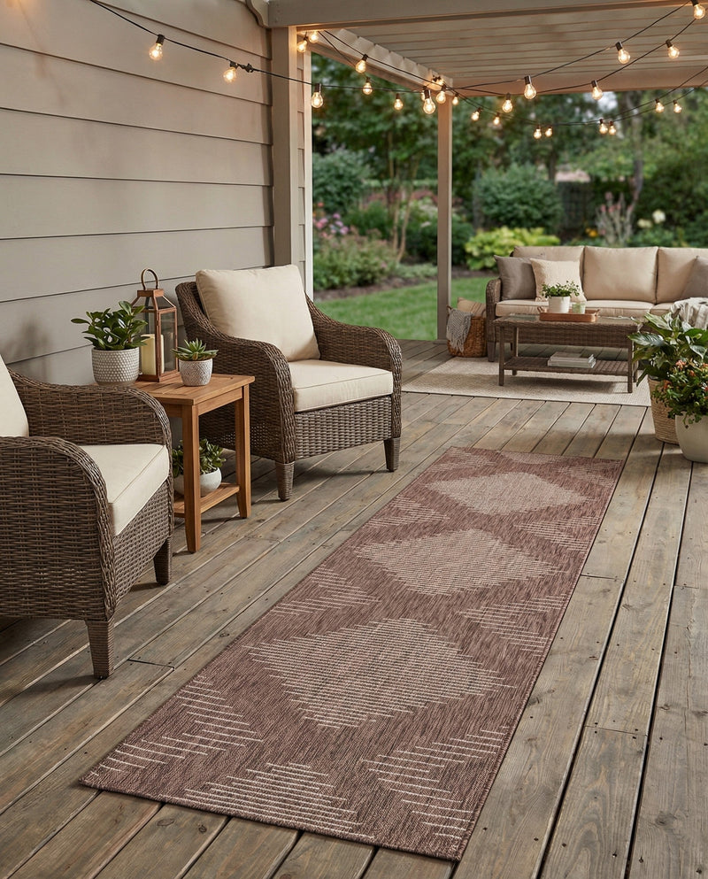 Urban Terrace Collection Area Rug -  Chelsea (Brown) Runner Brown  lifestyle 78