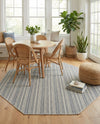 Seaside Stripes Collection Area Rug -  Boardwalk (Light Blue) Octagon Light Blue  lifestyle 36