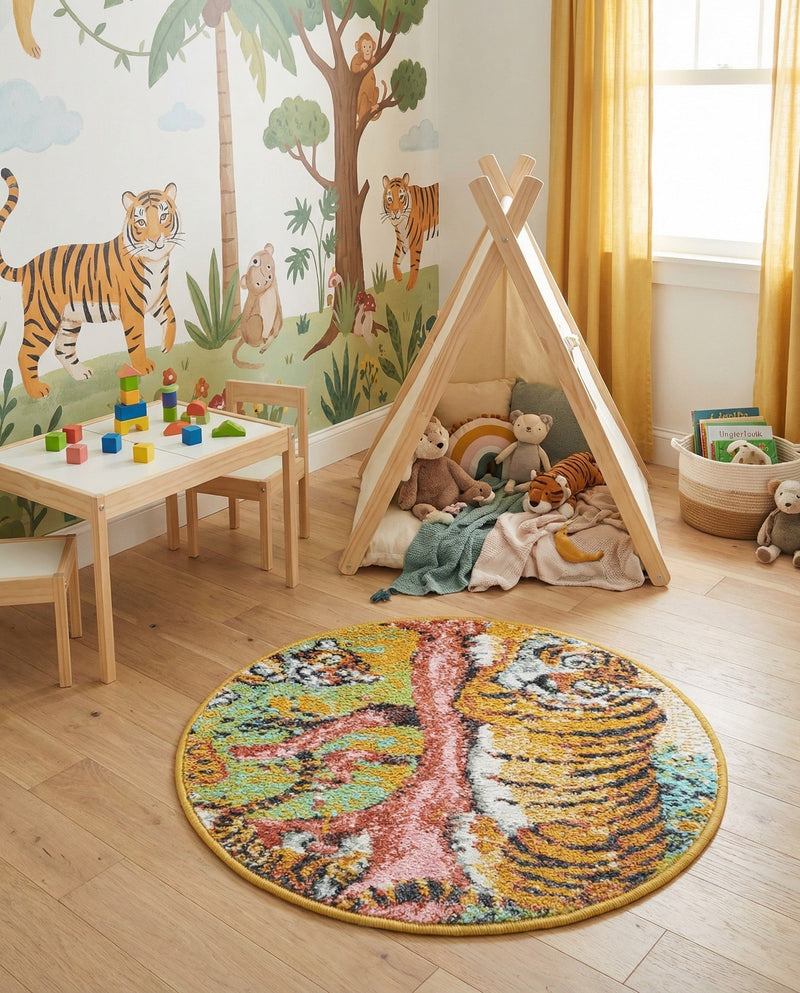 Wonder Tykes Collection Area Rug -  Groove Round Multi  lifestyle 36