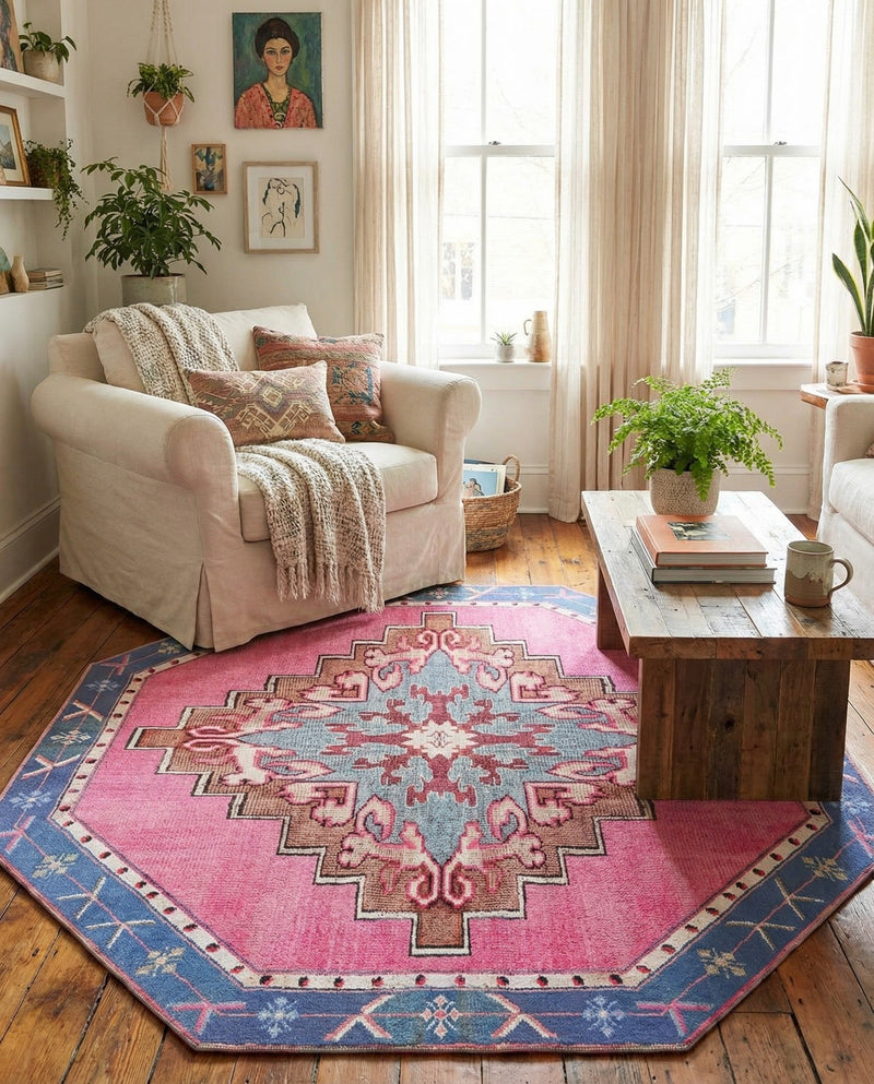 Heritage Elegance Collection Area Rug -  Winterthur (Fuchsia) Octagon Fuchsia  lifestyle 68