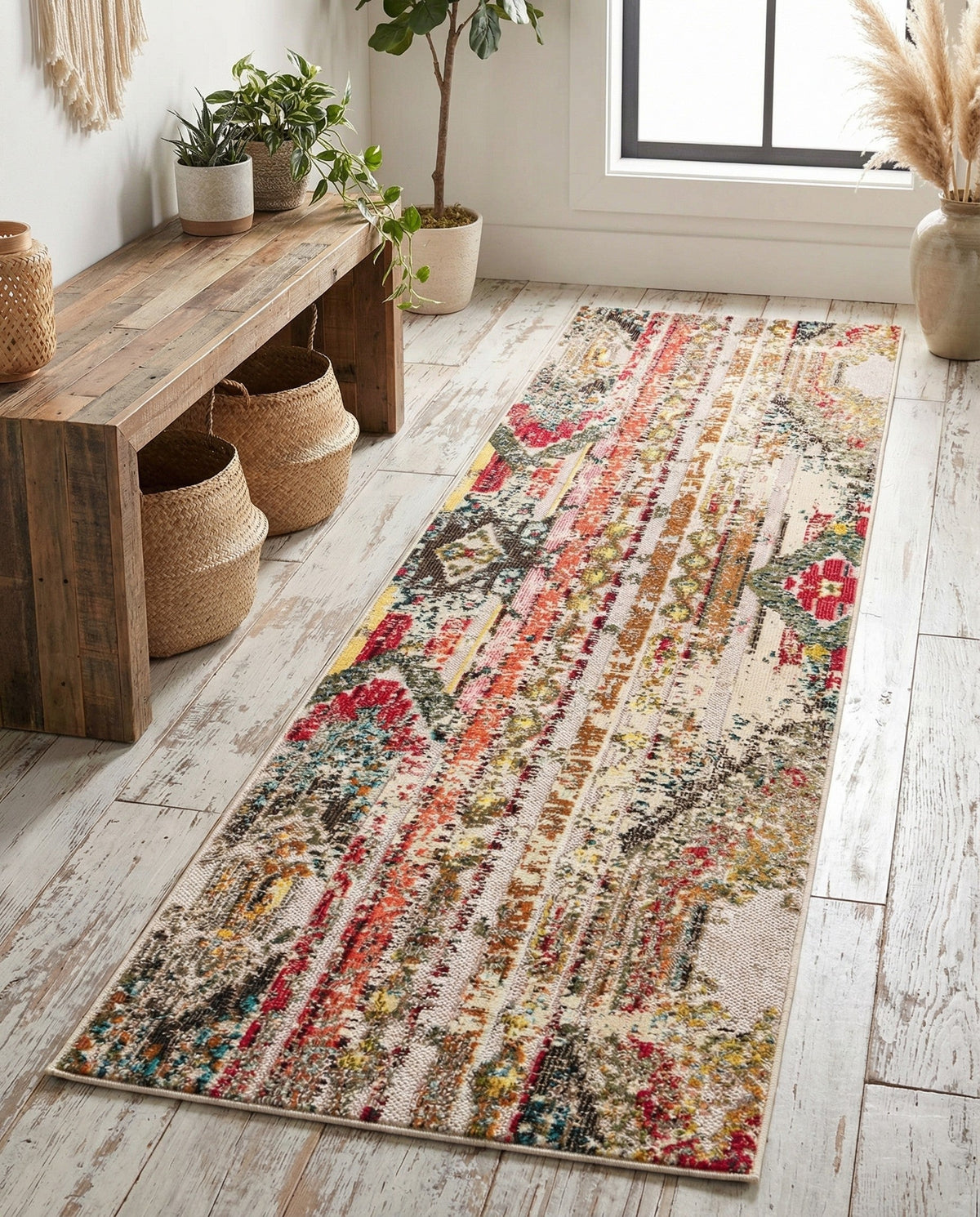 Outdoor Marrakesh Collection Area Rug -  Agadir Runner Multi Beige  lifestyle 136