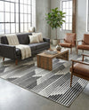 Urban Terrace Collection Area Rug -  Bronx Square Black and White  lifestyle 54