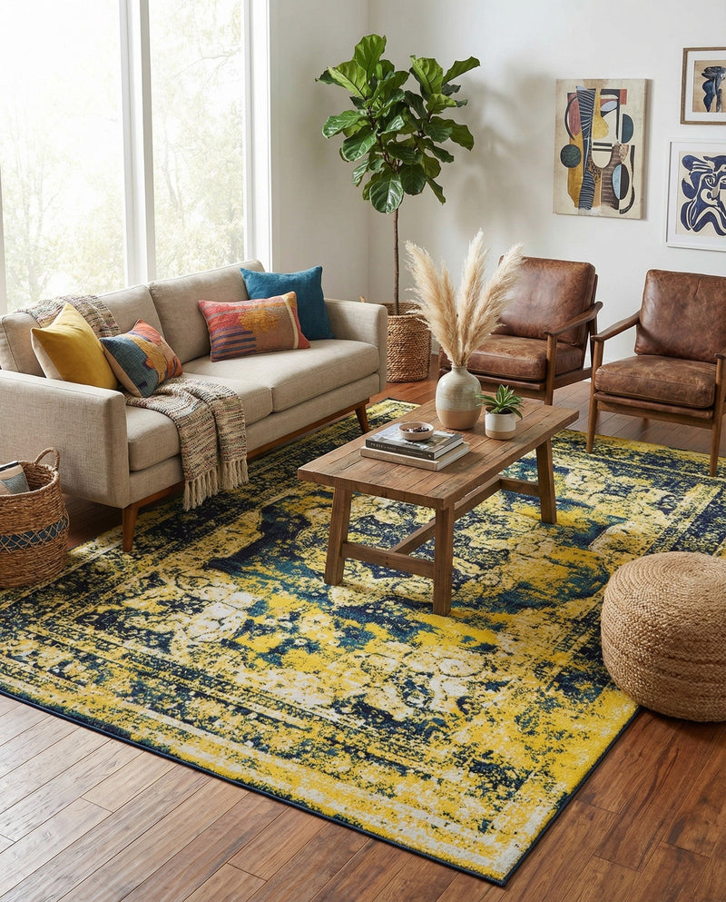 Riviera Elegance Collection Area Rug -  Menton (Navy Blue) Rectangle Navy Blue  lifestyle 14