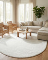 Solid Shag Seaside Collection Area Rug - Azure Cove (Snow White) Oval Snow White  lifestyle 63