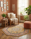 Seville Stripes Collection Area Rug - Cadiz (Yellow) Octagon Yellow  lifestyle 56