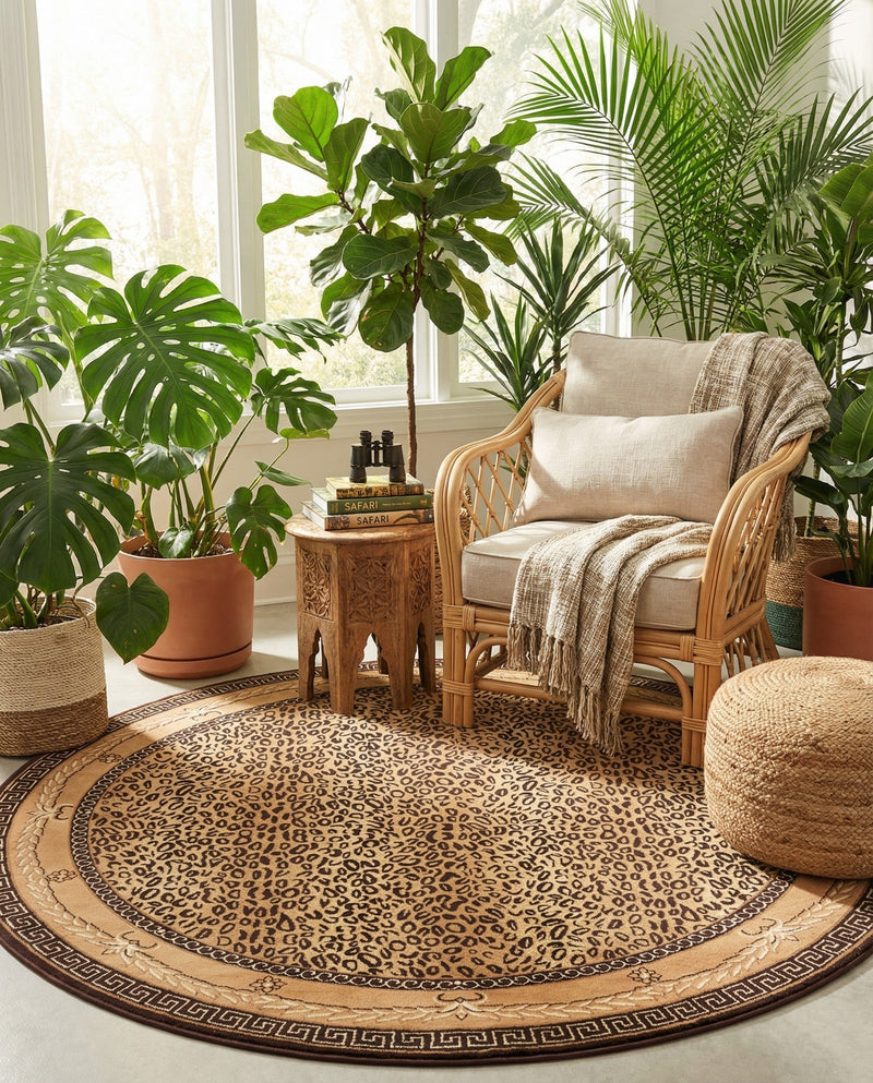 Savannah Sojourn Collection Area Rug -  Limpopo Round Brown  lifestyle 25