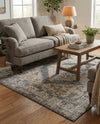 Patio Heritage Collection Area Rug -  Augusta (Charcoal) Square Charcoal  lifestyle 80