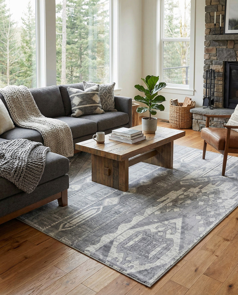 Cascade Range Collection Area Rug - Hood (Gray) Square Gray  lifestyle 51