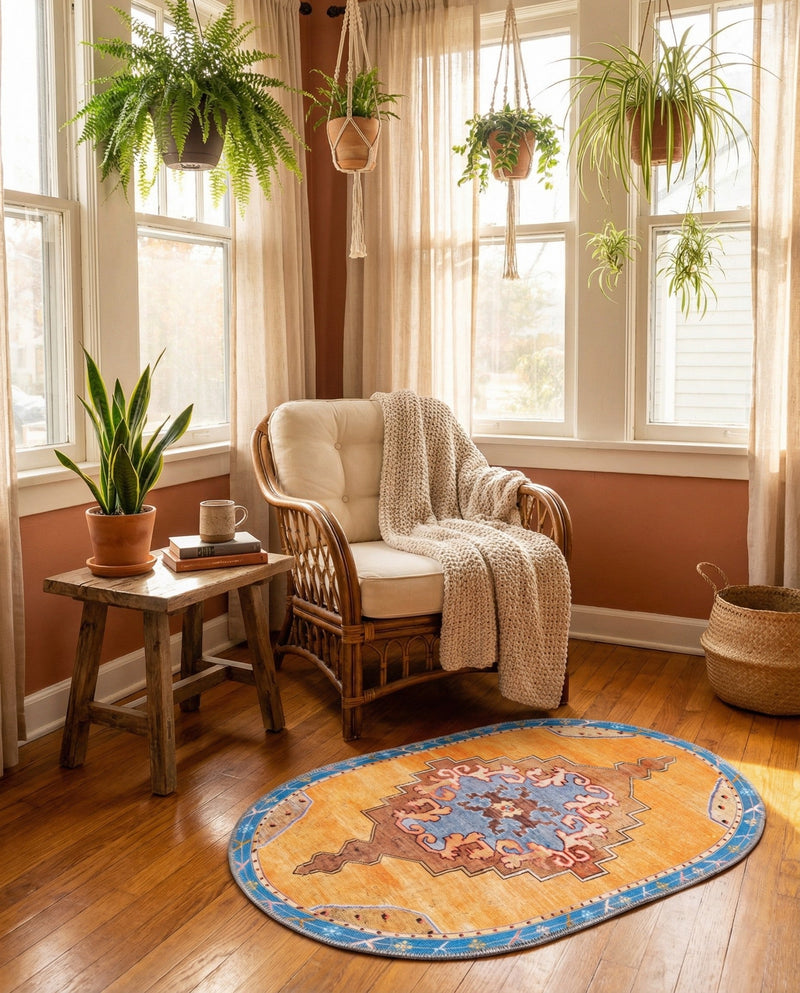 Heritage Elegance Collection Area Rug -  Winterthur (Orange) Oval Orange  lifestyle 79