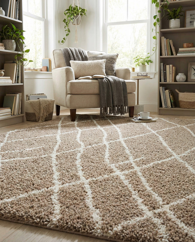 Cozy Haven Shag Collection Area Rug - Serenity (Khaki) Rectangle Khaki  lifestyle 20