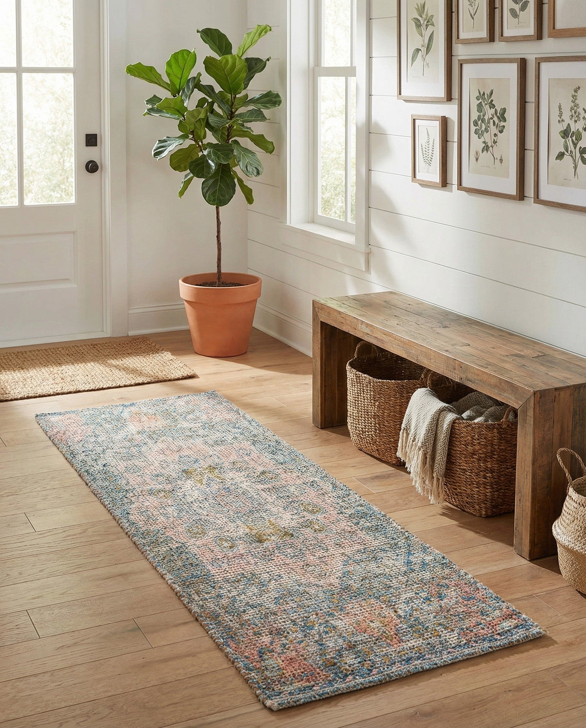 Savannah Threads Collection Area Rug -  Gobi Runner Blue and Peach  lifestyle 63