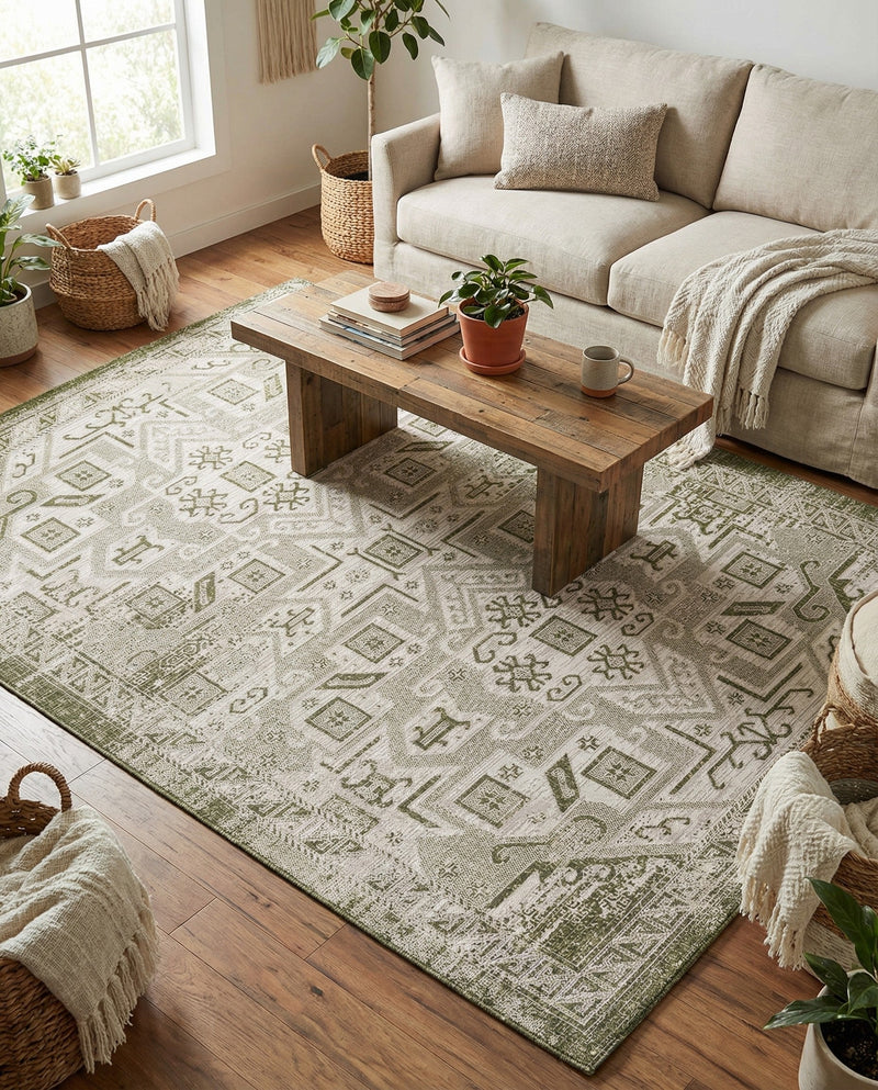 Tribal Terrace Treasures Collection Area Rug - Mayan Marina (Green) Rectangle Green  lifestyle 23