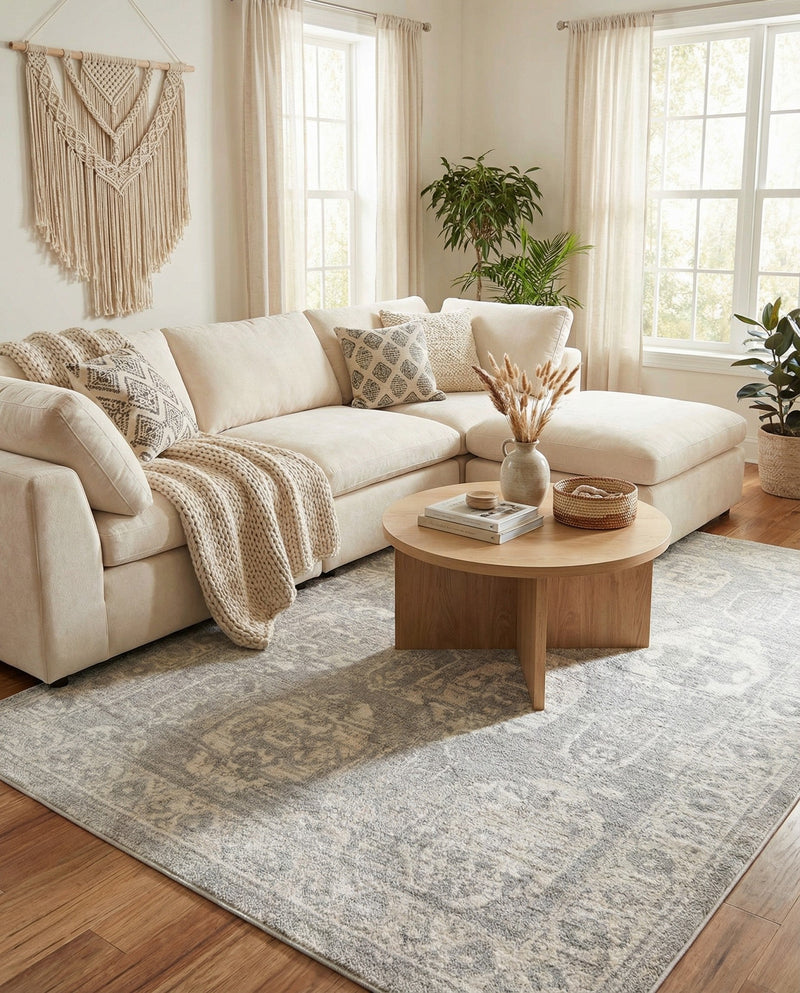 Seville Stripes Collection Area Rug -  Granada (Gray) Rectangle Gray  lifestyle 8