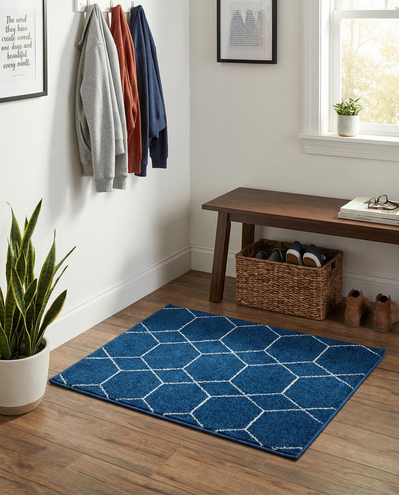 Trellis Mosaic Collection Area Rug - Arborville (Navy Blue) Rectangle Navy Blue  lifestyle 9