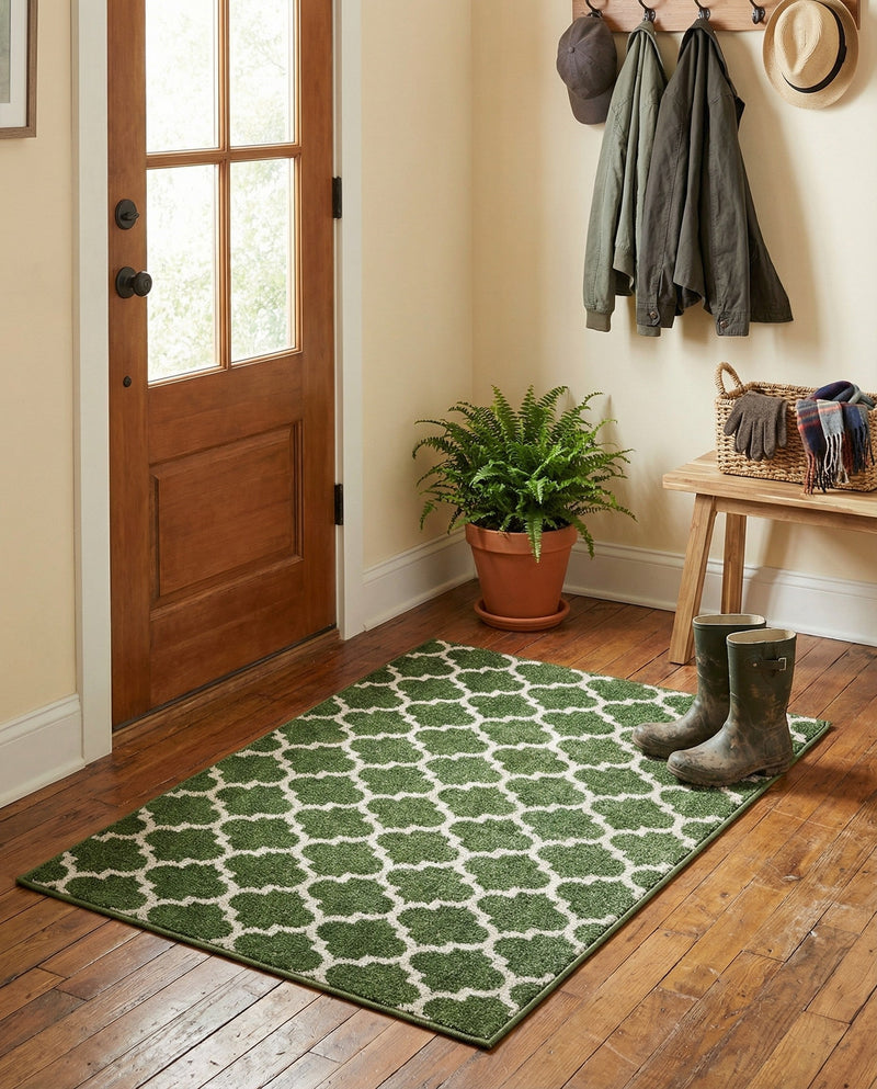 Lattice Gardens Collection Area Rug -  Bloomfield (Dark Green) Rectangle Dark Green  lifestyle 17