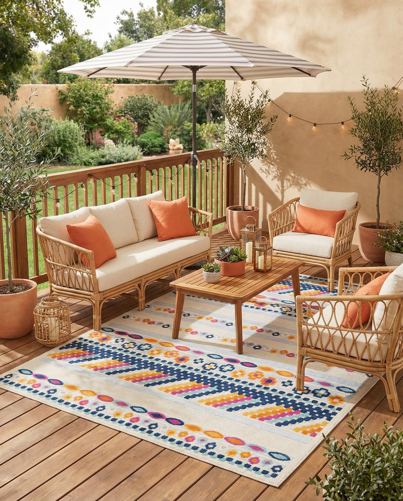Bahama Breeze Outdoor Collection Area Rug -  Bimini Rectangle Gray  lifestyle 39