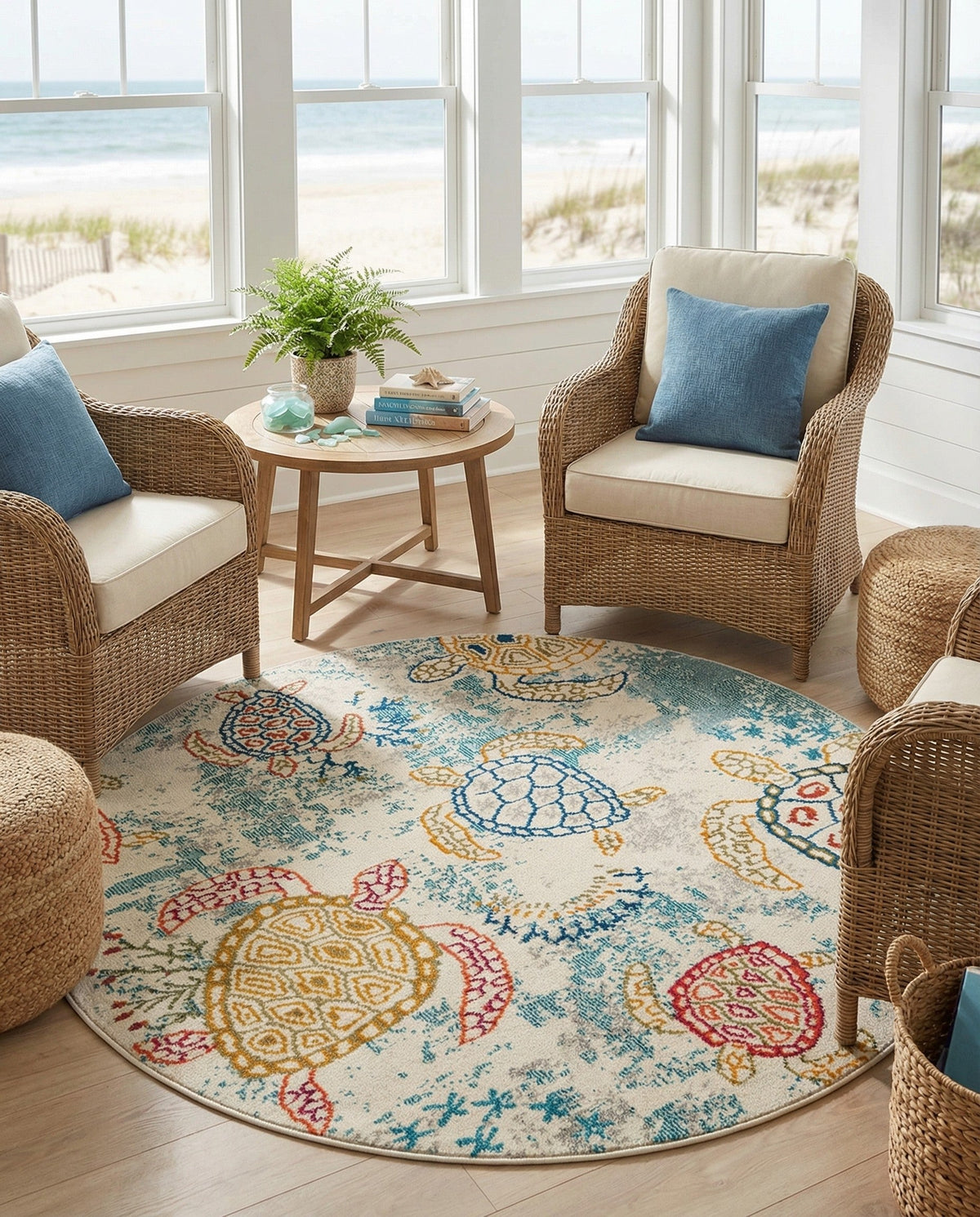Sorrento Shores Collection Area Rug -  Massa Round Beige  lifestyle 37