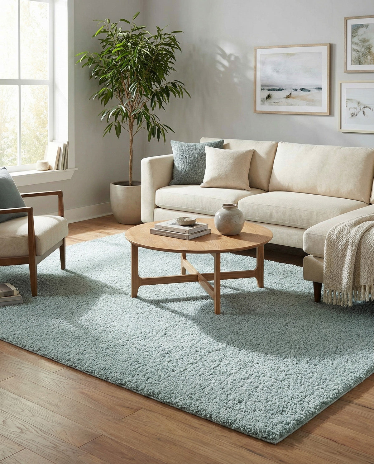 Cozy Comfort Shag Collection Area Rug - Haven (Sage Green) Rectangle Sage Green  lifestyle 5