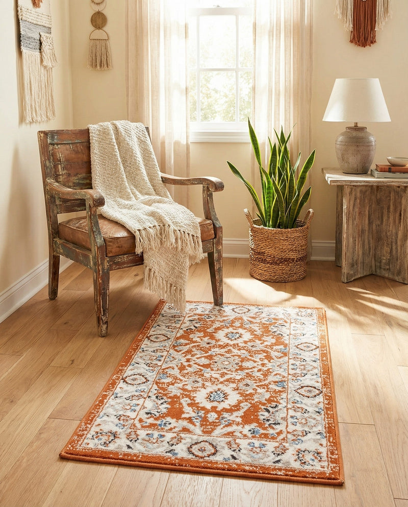 Savannah Elegance Collection Area Rug - Augusta (Rust Red) Rectangle Rust Red  lifestyle 8