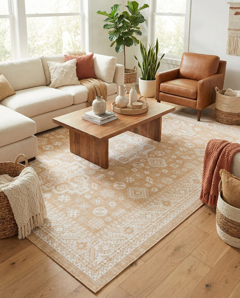 Tribal Terrace Treasures Collection Area Rug -  Incan Isle (Natural) Rectangle Natural  lifestyle 30