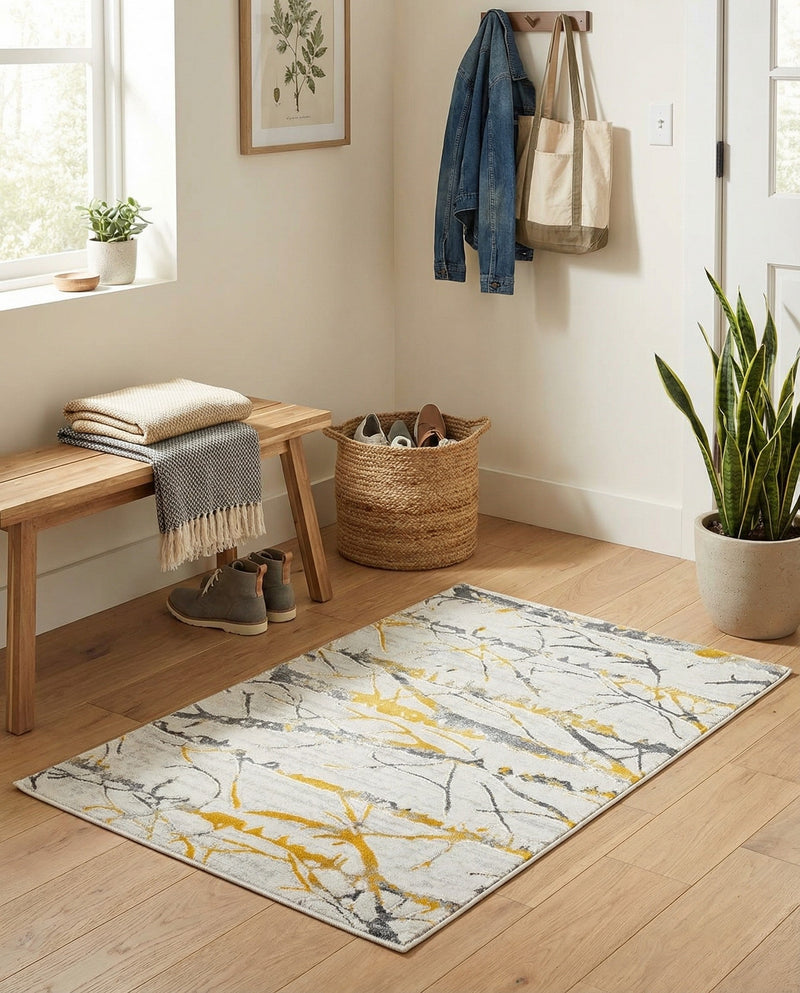 Bloomsbury Elegance Collection Area Rug -  Soho Rectangle Yellow and Gray  lifestyle 25