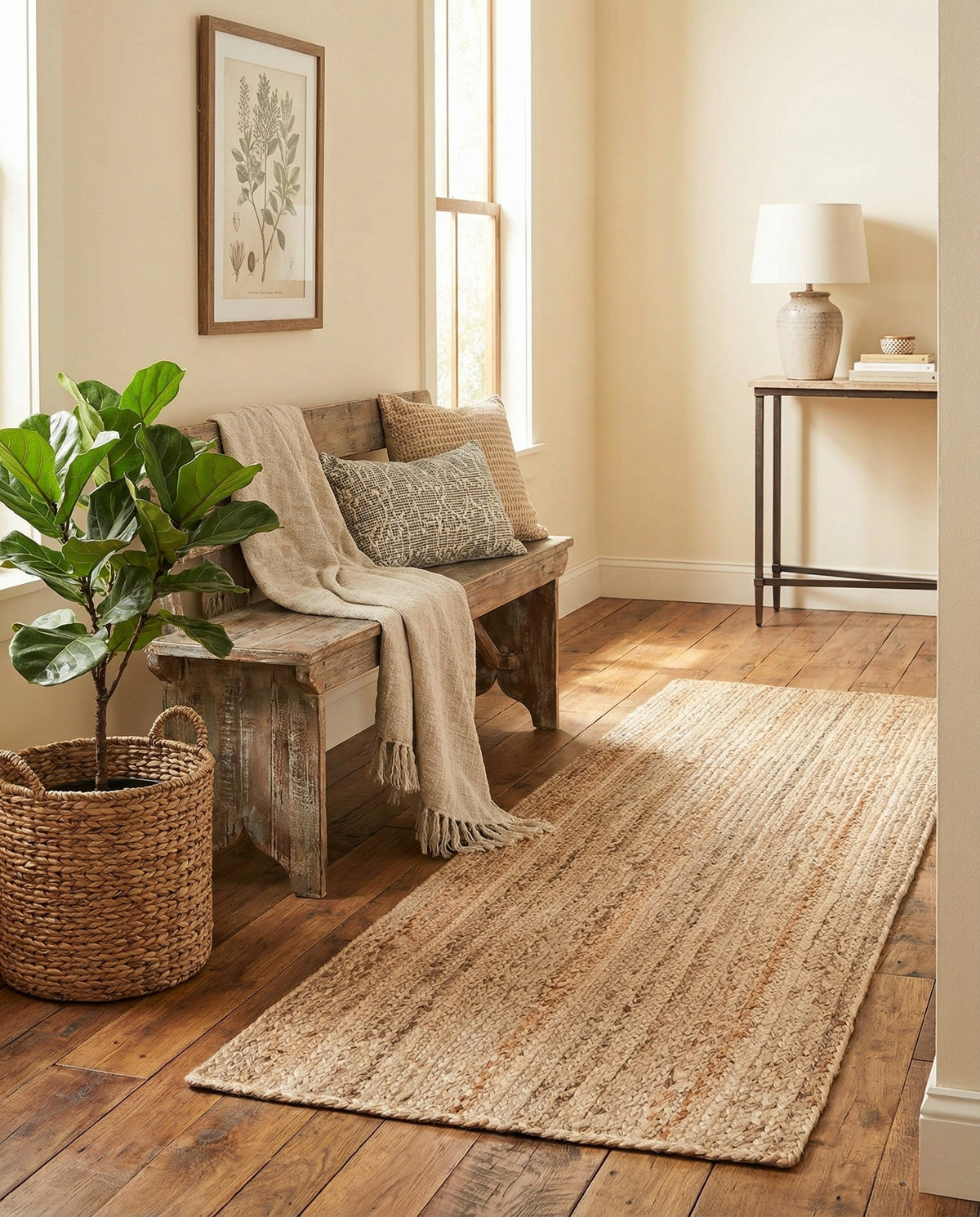 Woven Seaside Jute Collection Area Rug - Savannah (Natural) Runner Natural  lifestyle 108