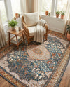 Patio Heritage Collection Area Rug -  Courtyard Rectangle Navy Blue and Light Pink  lifestyle 22