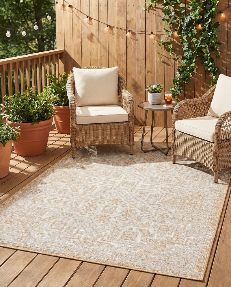 Tribal Terrace Treasures Collection Area Rug - Mayan Marina (Natural) Rectangle Natural  lifestyle 6