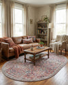 Vintage Memories Collection Area Rug -  Flashback Oval Ivory and Pink  lifestyle 49