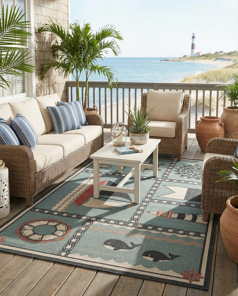 Seaside Haven Rugs Collection Area Rug -  Anchorage Rectangle Blue  lifestyle 20