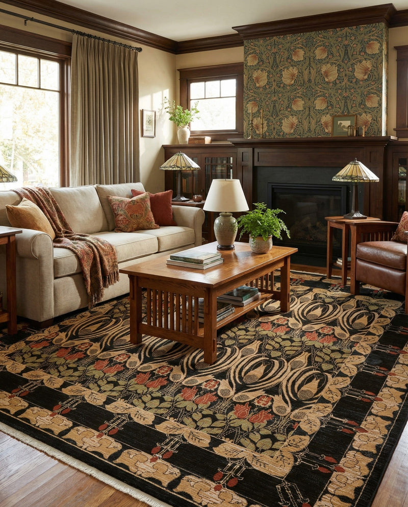 Chelsea Elegance Collection Area Rug -  Brompton (Black) Square Black  lifestyle 58