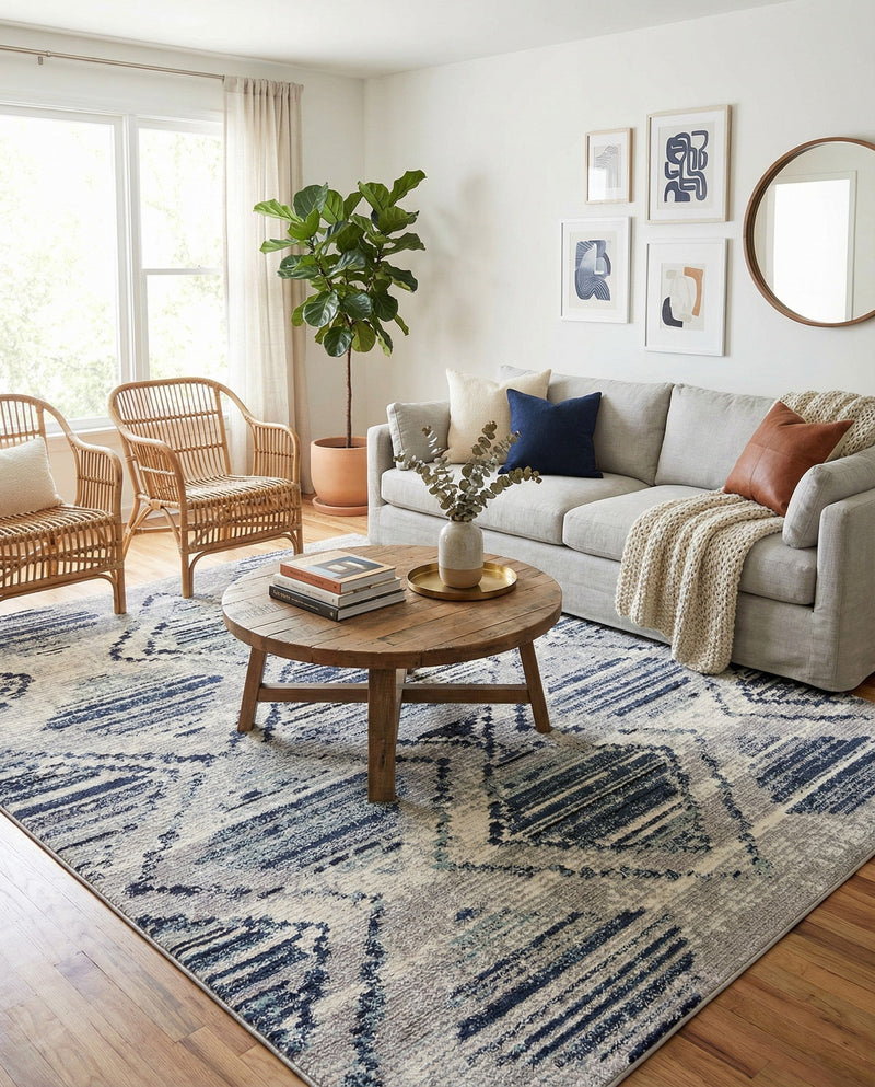 Marrakech Mosaic Collection Area Rug -  Atlas Rectangle Blue Gray  lifestyle 14