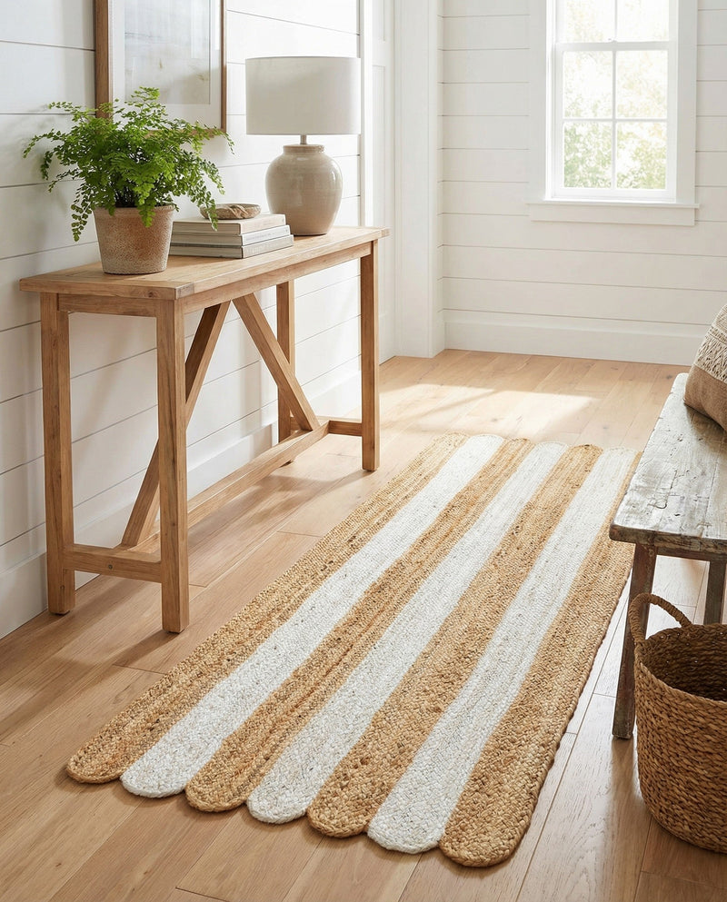 Serenity Braided Jute Collection Area Rug - Luna Runner Natural and Ivory  lifestyle 30