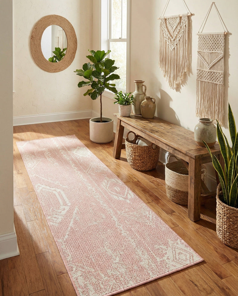 Desert Nomad Terrace Collection Area Rug - Sahara (Pink) Runner Pink  lifestyle 18