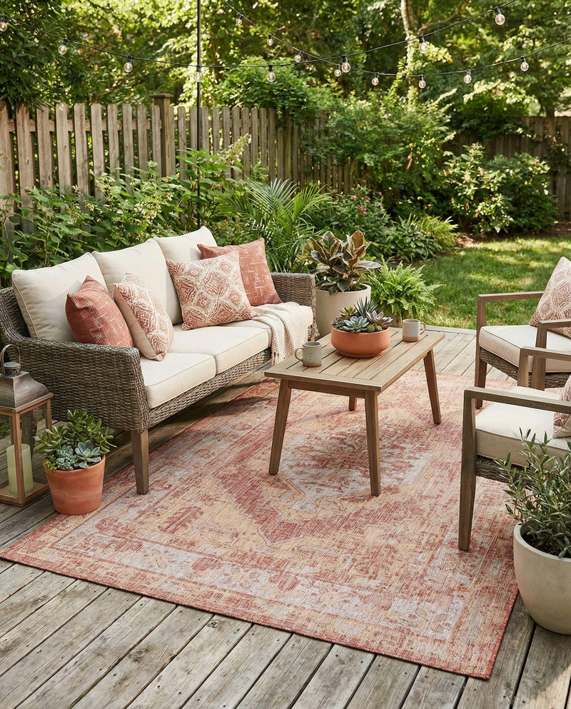 Patio Heritage Collection Area Rug -  Augusta (Rust Red) Rectangle Rust Red  lifestyle 10