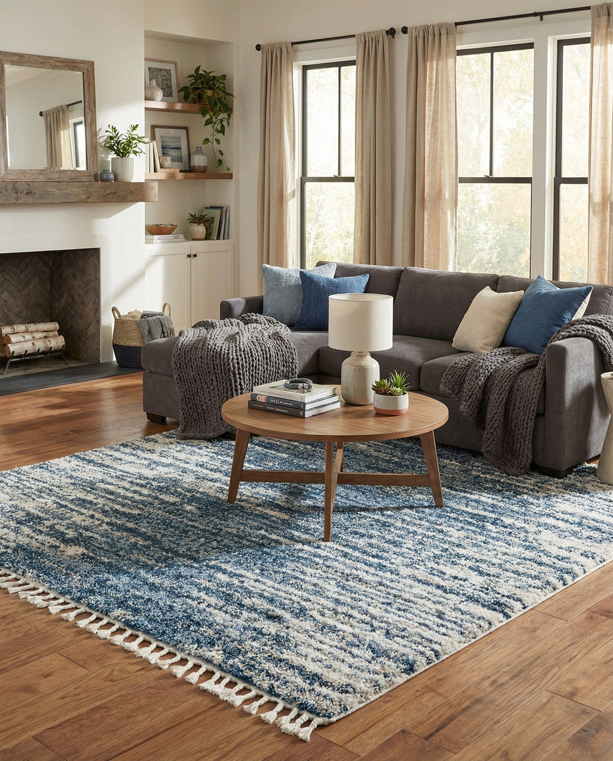 Tranquil Tides Shag Collection Area Rug - Marina Square Blue  lifestyle 105