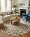 Persian Elegance Collection Area Rug -  Kerman (Beige) Round Beige  lifestyle 40