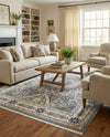 Persian Elegance Collection Area Rug -  Hamedan (Blue) Rectangle Blue  lifestyle 8