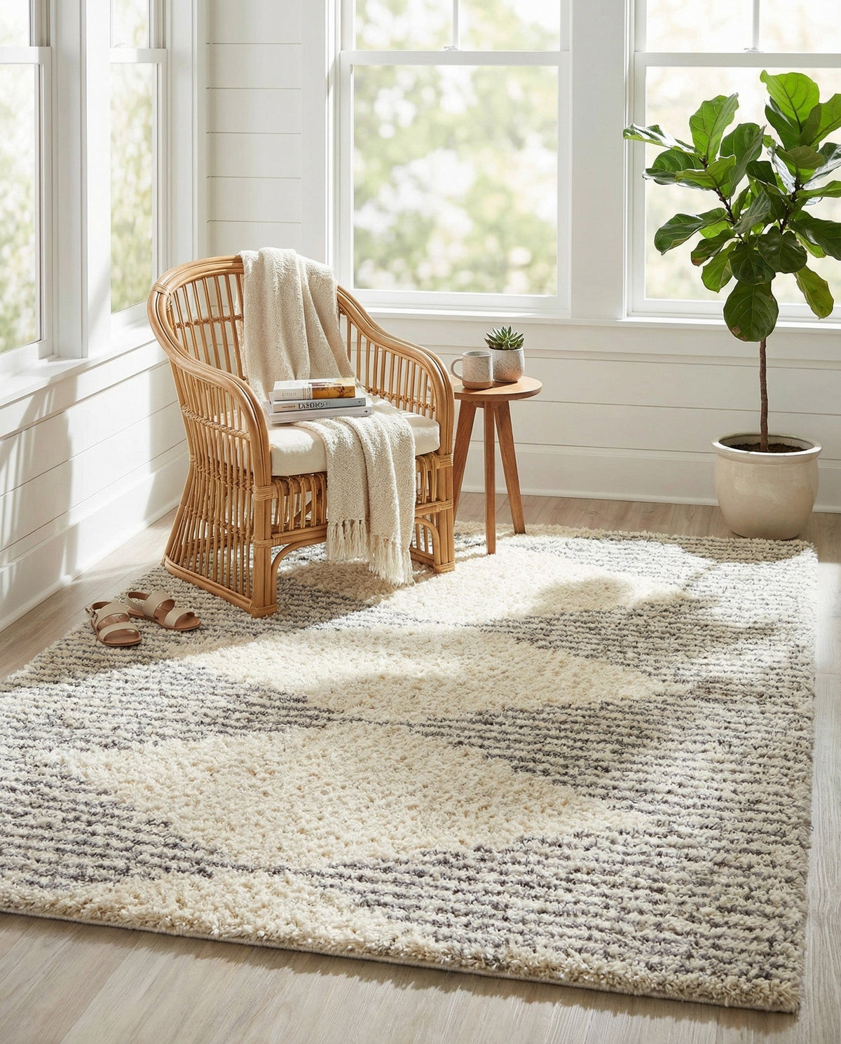Eternal Plush Oasis Collection Area Rug -  Bliss Rectangle Pearl and Gray  lifestyle 39