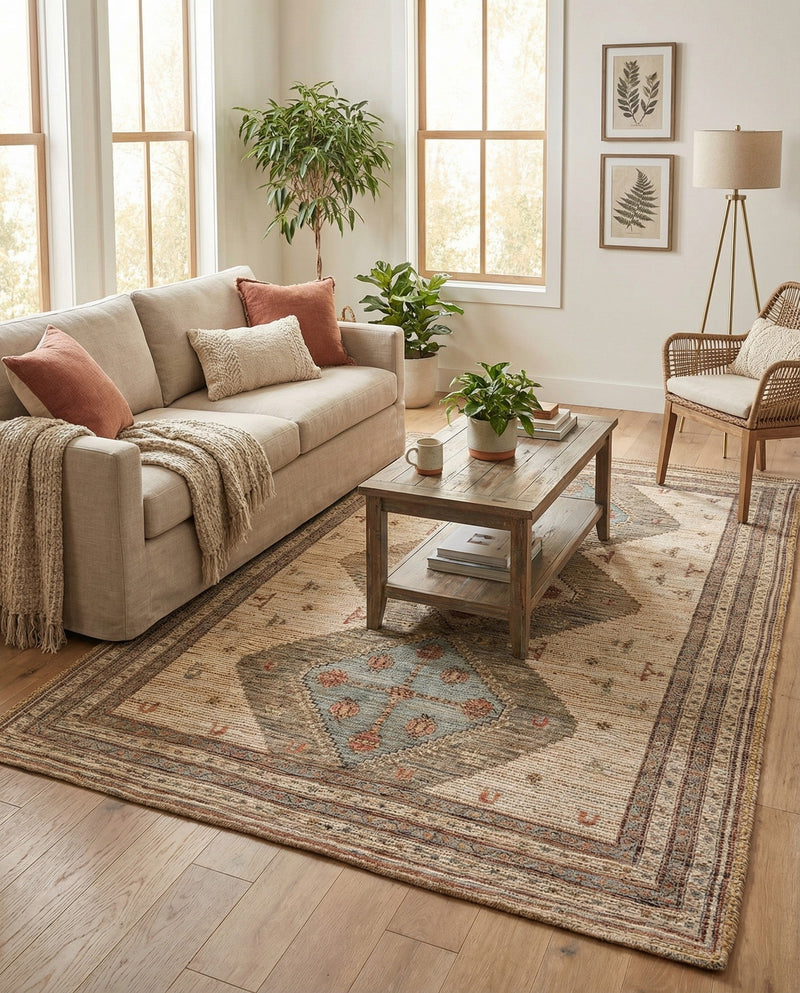 Savannah Threads Collection Area Rug -  Pampas Rectangle Beige  lifestyle 4