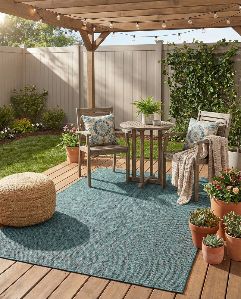 Seaside Serenity Collection Area Rug - Veranda (Teal) Rectangle Teal  lifestyle 11