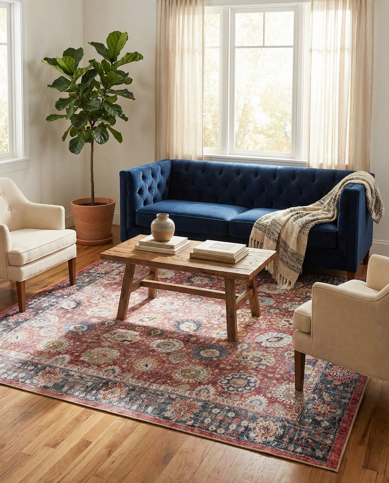 Heritage Elegance Collection Area Rug -  Gatchina Square Vintage Red  lifestyle 74