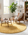 Alpine Plush Collection Area Rug -  Cortina (Sun Yellow) Round Sun Yellow  lifestyle 36